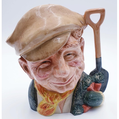 911 - ROYAL DOULTON Large 18.5cm CHARACTER JUG 'THE GARDENER' (Handle: A Spade With Carrots And A Marrow A... 