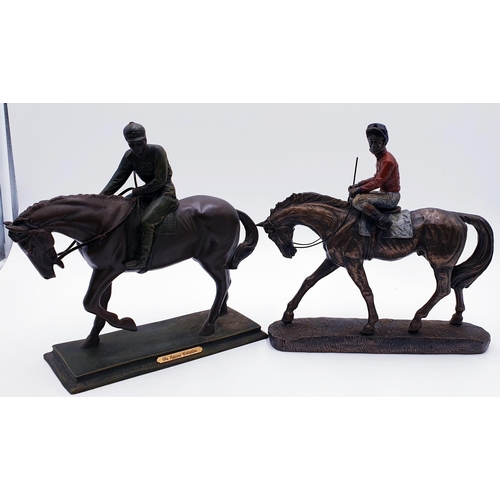 912 - COLD CAST BRONZE Large MODELS (2) OF TWO HORSE AND JOCKEYS