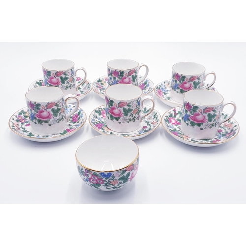 81 - CROWN STAFFORDSHIRE CHINA COFFEE CUPS & SAUCERS (6) Plus SUGAR BOWL