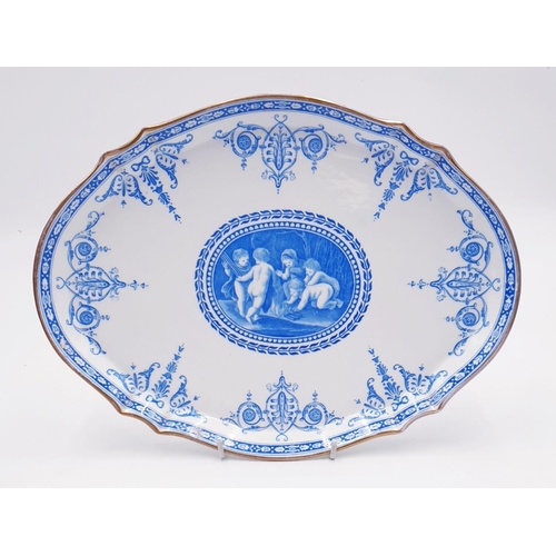 88 - WEDGWOOD BLUE/WHITE 33cm x 23cm PLATTER DEPICTING CHERUBS  c1900s