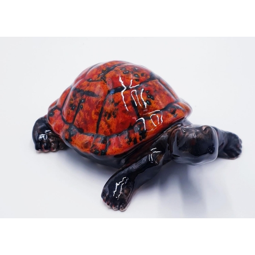 89 - ANITA HARRIS ART POTTERY 9cm x 23cm MODEL OF A TORTOISE Signed In Gold By Anita Harris