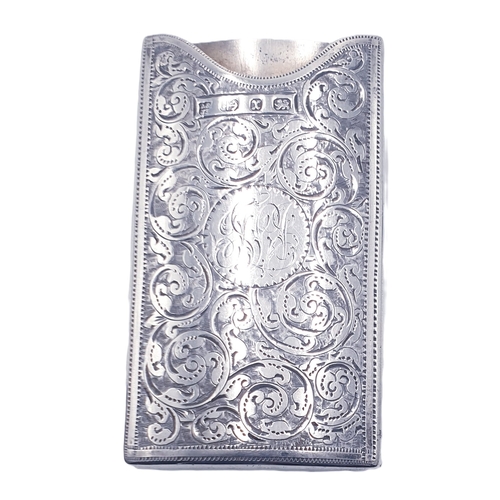 60 - SOLID SILVER 8cm x 4.5cm CARD CASE (Hallmarked For Birmingham 1897)  (With Velvet Pouch)