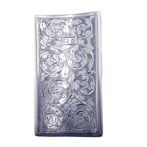 60 - SOLID SILVER 8cm x 4.5cm CARD CASE (Hallmarked For Birmingham 1897)  (With Velvet Pouch)