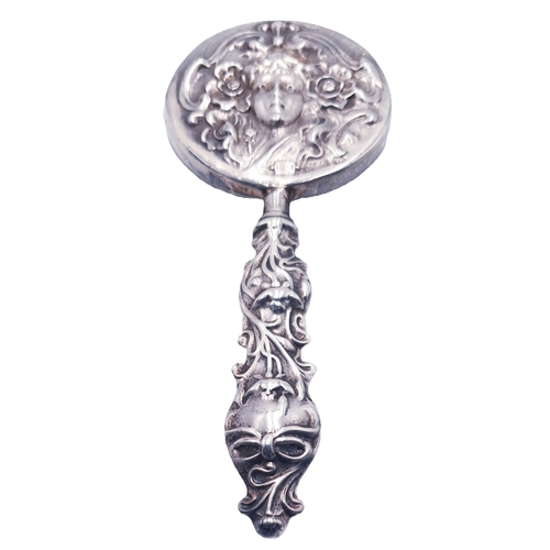 62 - STERLING SILVER ART NOUVEAU LADIES Small MIRROR (Boxed)