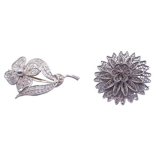 65 - SILVER FILIGREE BROOCHES (2)