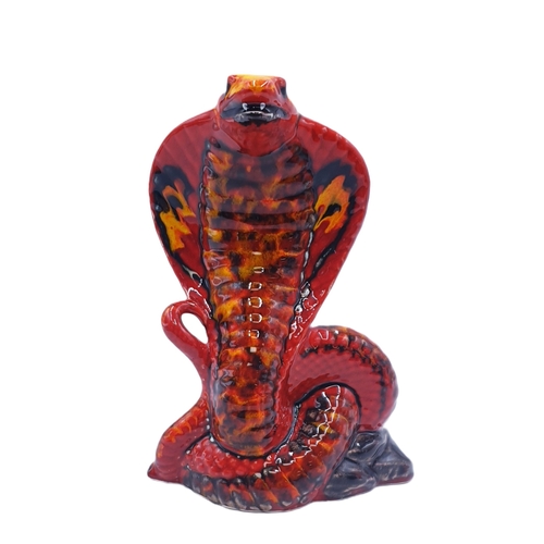 600 - ANITA HARRIS ART POTTERY Large 22cm MODEL OF A COBRA THE VENEMOUS SNAKE  (Signed In Gold By Anita Ha... 