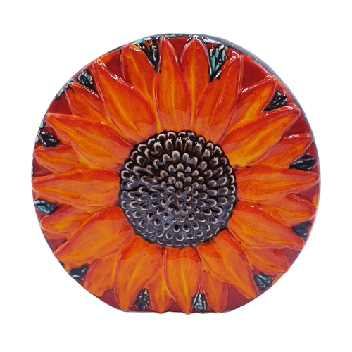 601 - ANITA HARRIS ART POTTERY Large 21cm x 21cm VASE IN SUNFLOWER DESIGN (Signed In Gold By Anita Harris)