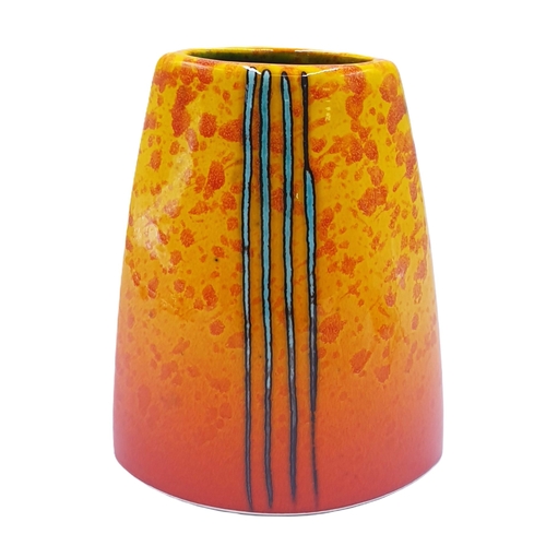 610 - ANITA HARRIS ART POTTERY 16cm TAPPERED ELIPTICAL VASE IN THE BRIMSTONE DESIGN (Signed In Gold By Ani... 