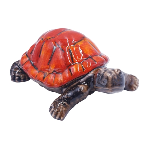 611 - ANITA HARRIS ART POTTERY 9cm x 23cm MODEL OF A TORTOISE Signed In Gold By Anita Harris