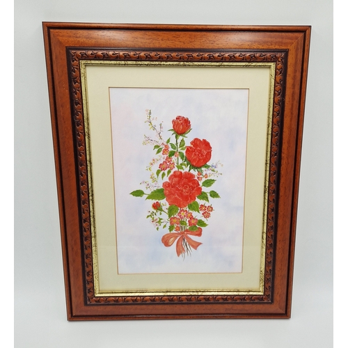 547 - FRAMED & GLAZED 52cm x 42cm PAINTINGS ON CANVAS (3) DEPICTING FLOWERS.
(Please Note This Lot WILL NO... 