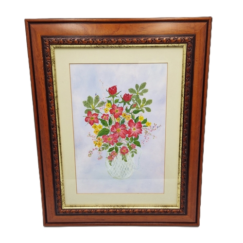 547 - FRAMED & GLAZED 52cm x 42cm PAINTINGS ON CANVAS (3) DEPICTING FLOWERS.
(Please Note This Lot WILL NO... 