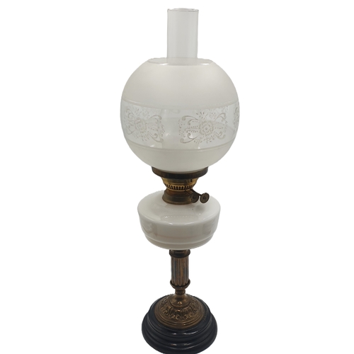 555 - VICTORIAN DOUBLE BURNER OIL LAMP (With  Shade And Funnel).
(Please Note This Lot WILL NOT BE PACKED ... 