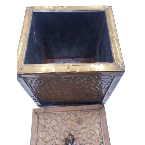 561 - BRASS INLAID TEA CADDY