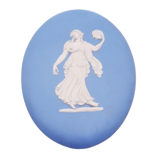 569 - WEDGWOOD JASPER WARE Large 13cm PLAQUE IN THE DANCING HOURS DESIGN