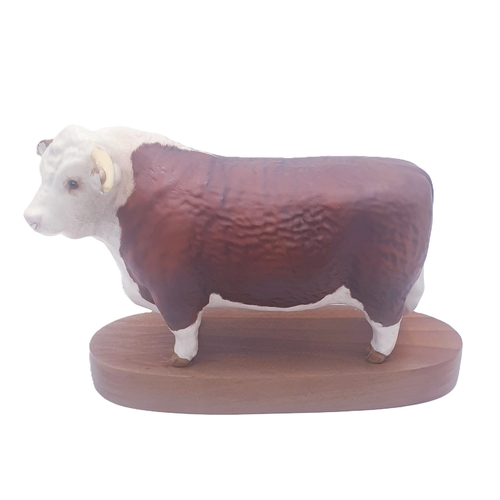 629 - BESWICK Large 14cm MODEL OF A HEREFORD BULL-(On Wooden Plynth) Model No 1363C 1968/75 Designed By Mr... 