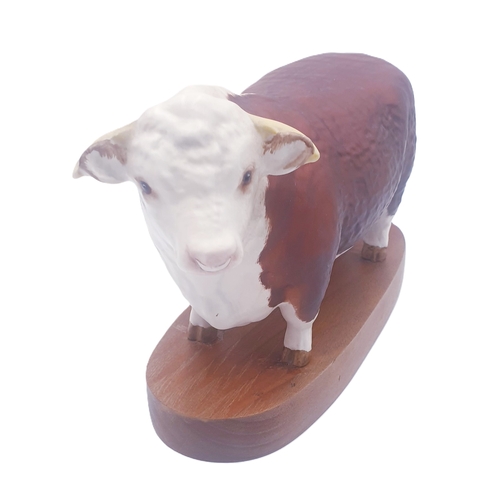 629 - BESWICK Large 14cm MODEL OF A HEREFORD BULL-(On Wooden Plynth) Model No 1363C 1968/75 Designed By Mr... 