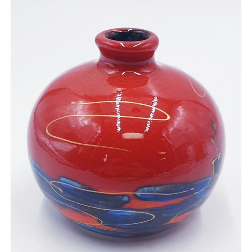 608 - ANITA HARRIS ART POTTERY 10.5cm MARAKESH VASE IN THE EVENTIDE DESIGN (Signed In Gold By Anita Harris... 