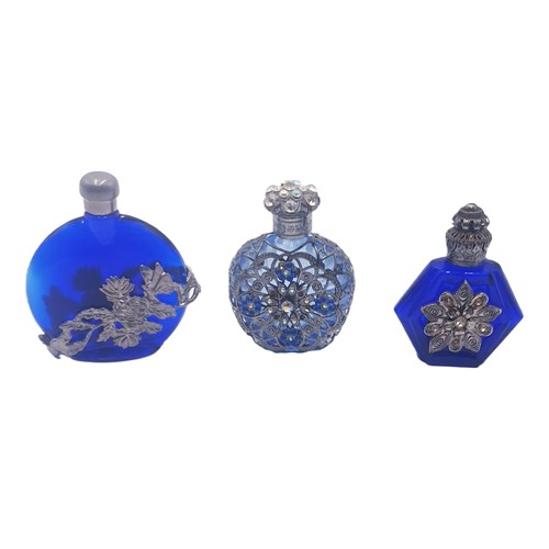 686 - BRISTOL BLUE SCENT BOTTLES (3)