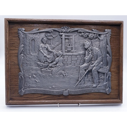 565 - FRAMED Extra Large 41cm x 30cm PEWTER PLAQUE.
( Please Note This Lot WILL NOT BE PACKED OR SHIPPED..... 