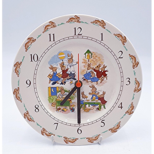 575 - ROYAL DOULTON CHINA BUNNYKINS CLOCK (Found To Be Working When Photographed)