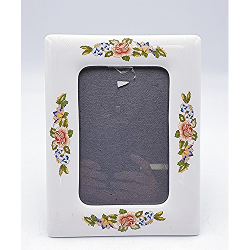 577 - AYNSLEY CHINA 21cm x 16cm PHOTOFRAME IN THE COTTAGE GARDEN DESIGN