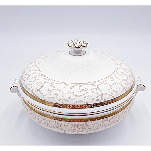 579 - WEDGWOOD CHINA Large LIDDED TUREEN IN THE CELESTRIAN GOLD DESIGN