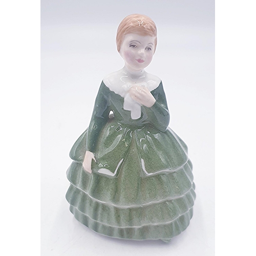 158 - ROYAL DOULTON 11.5cm FIGURINE OF A LITTLE GIRL IN GREEN DRESS