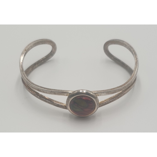 167 - WHITE METAL / STONE SET BANGLE  (Total Weight 15 Grams)