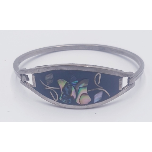 172 - MEXICAN SILVER / ENAMEL BANGLE (Total Weight 14.1 Grams)