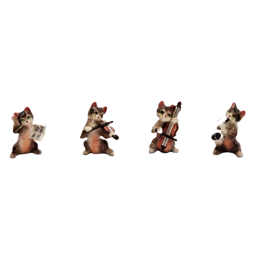 179 - CERAMIC 6cm CAT BAND FIGURINES (4)