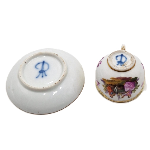 181 - GERMAN AUGUSTUS REX (Meissen) Miniature CABINET CUP & SAUCER (Hand Painted)