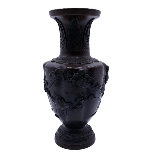 224 - COLD CAST BRONZE ORIENTAL Large 24.5cm VASE (Old)