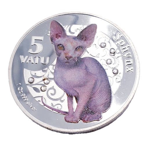 228 - 1oz FINE SILVER SPHYNX RIPABLIK, 5 VATU COIN