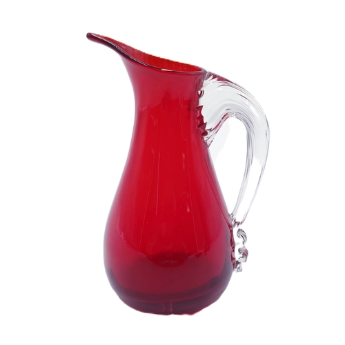 235 - WHITEFRIARS RED GLASS 12cm JUG