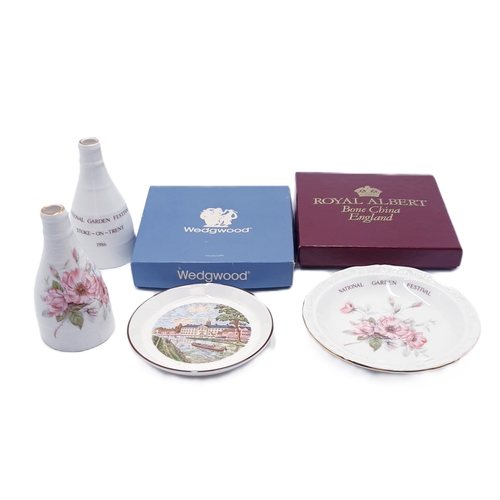 237 - WEDGWOOD DISH, ROYAL ALBERT DISH Plus BOTTLE OVEN VASES