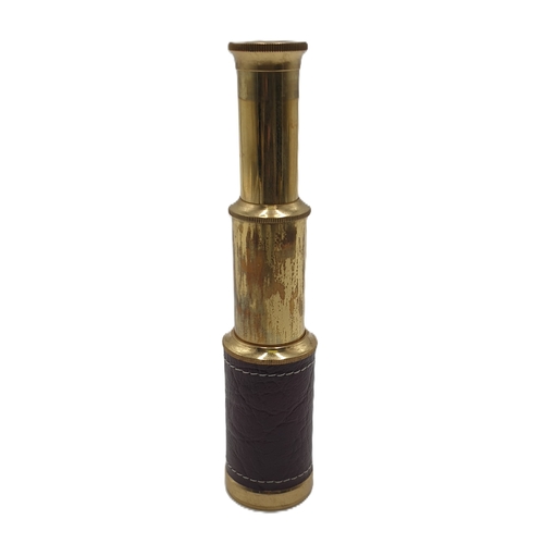 511 - BRASS & LEATHER THREE DRAW TELESCOPE