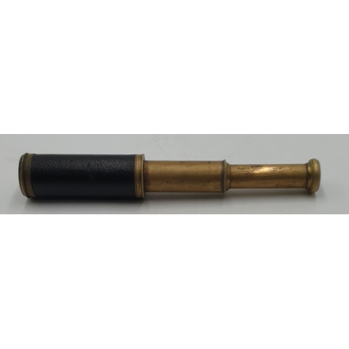 512 - BRASS & LEATHER THREE DRAW TELESCOPE