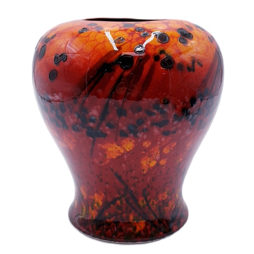 536 - ANITA HARRIS ART POTTERY 18cm x 17cm VASE IN AN  ABSTRACT DESIGN (Trial Piece) Designed By Mr Peter ... 