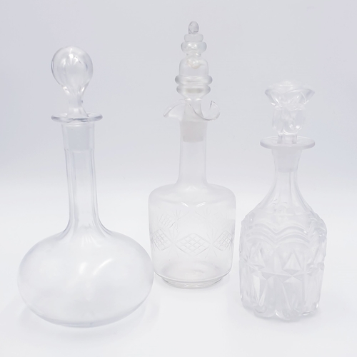 539 - GLASS DECANTERS (3)