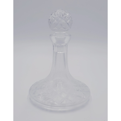 542 - CUT GLASS 15cm SHIPS DECANTER