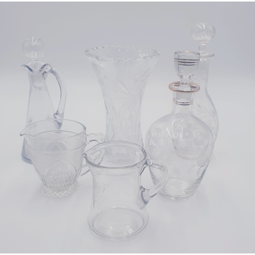 544 - GLASS ITEMS  (Qty Of) Inc Small DECANTERS, VASE & JUGS