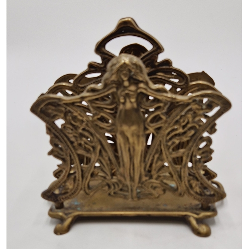 601 - ART NOUVEAU NYMPH LADY BRASS LETTER RACK