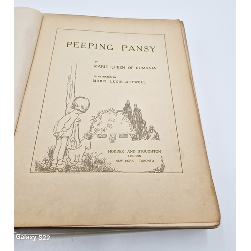 616 - HARD BACK BOOK 'PEEPING PANSY' By The QUEEN Of RUMANIA. 311 Pages No Dust Jacket, Colour Plates By M... 