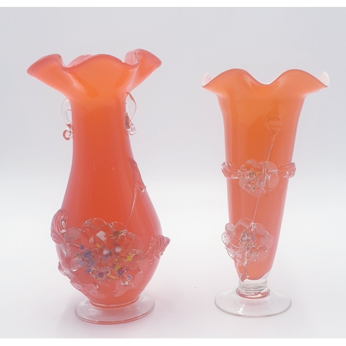 643 - CHINESE PLUM BLOSSOM GLASS VASES (2)