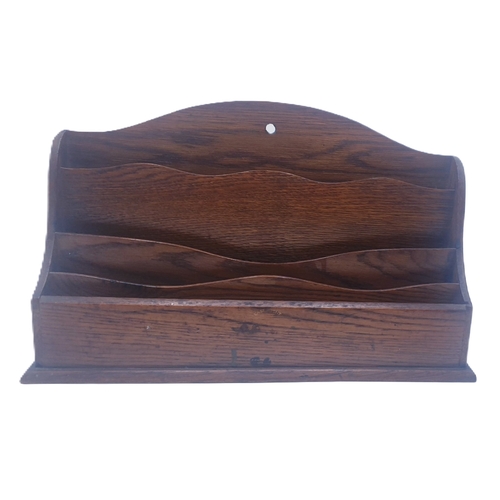 648 - OAK EDWARDIAN LETTER RACK