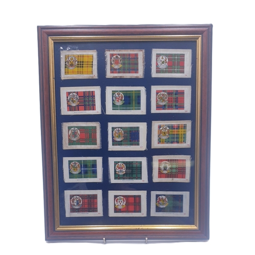 652 - FRAMED And GLAZED SCOTTISH TARTAN SILKS (15)