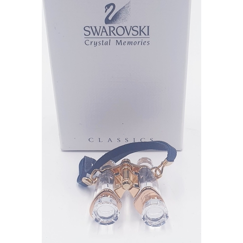 665 - SWAROVSKI CRYSTAL MEMORIES 3cm BINOCULARS (Gold) (This retired Swarovski Crystal Memories set of bin... 