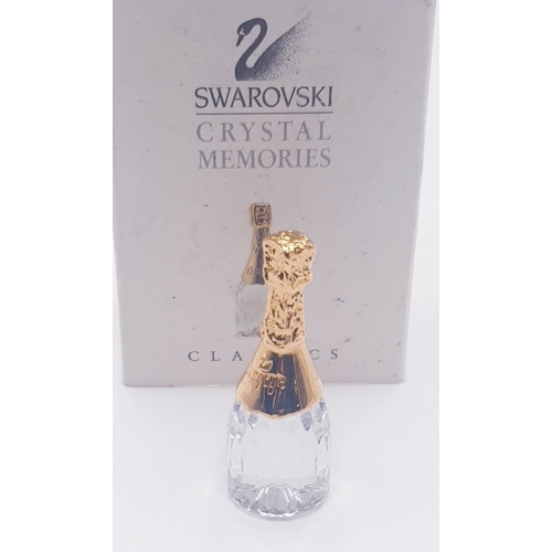 666 - SWAROVSKI CRYSTAL MEMORIES 4.5cm CHAMPAGNE BOTTLE (This retired Swarovski Crystal Memories champagne... 