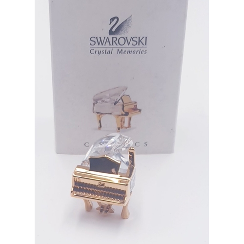 667 - SWAROVSKI CRYSTAL MEMORIES 3cm PIANO (V1 Gold) (This retired Swarovski Crystal Memories piano was pa... 