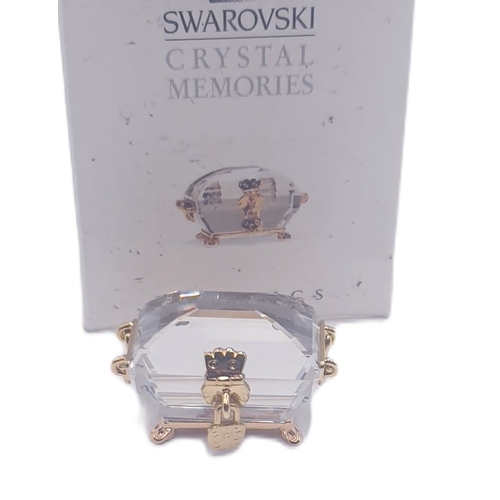 668 - SWAROVSKI CRYSTAL MEMORIES 3cm TREASURE CHEST (This retired Swarovski Crystal Memories Treasure Ches... 